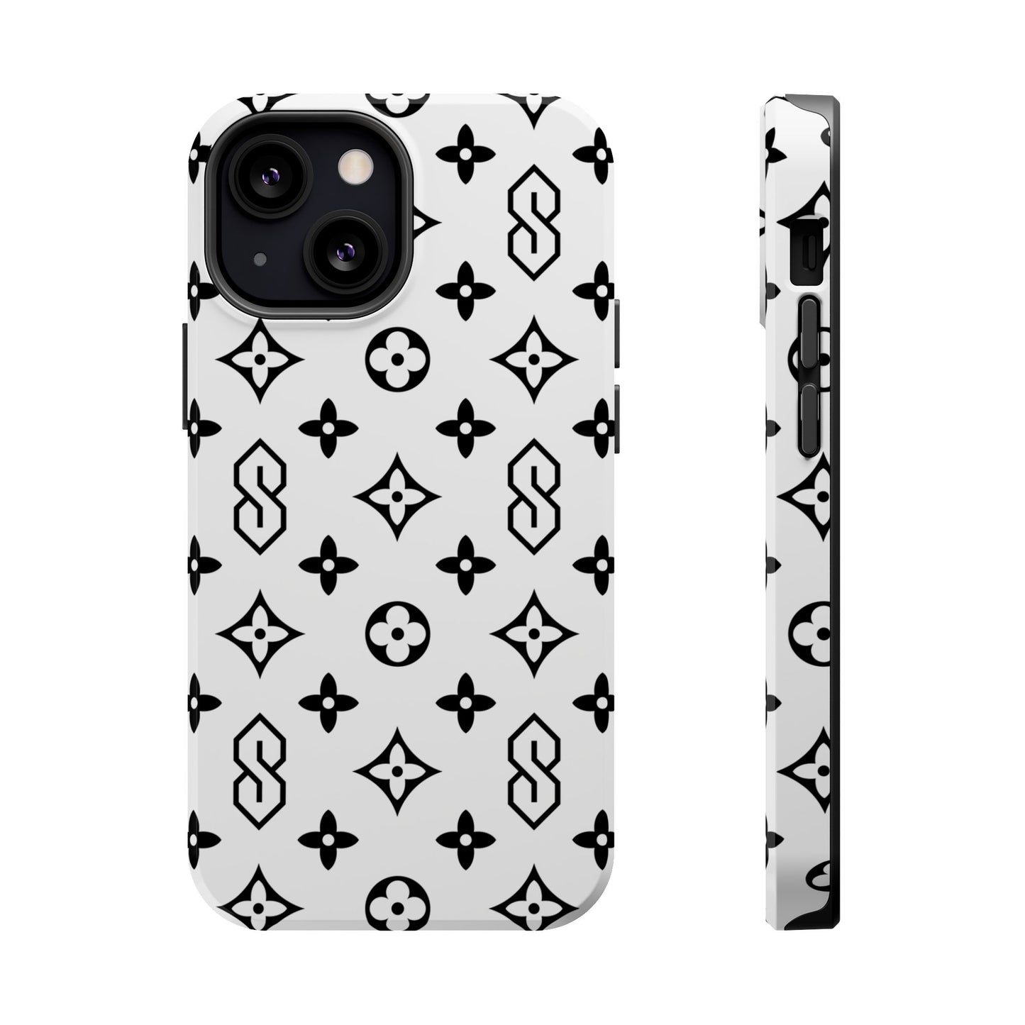 S Thing Faux Real Phone Cases - White & Black - Magnetic Impact-Resistant