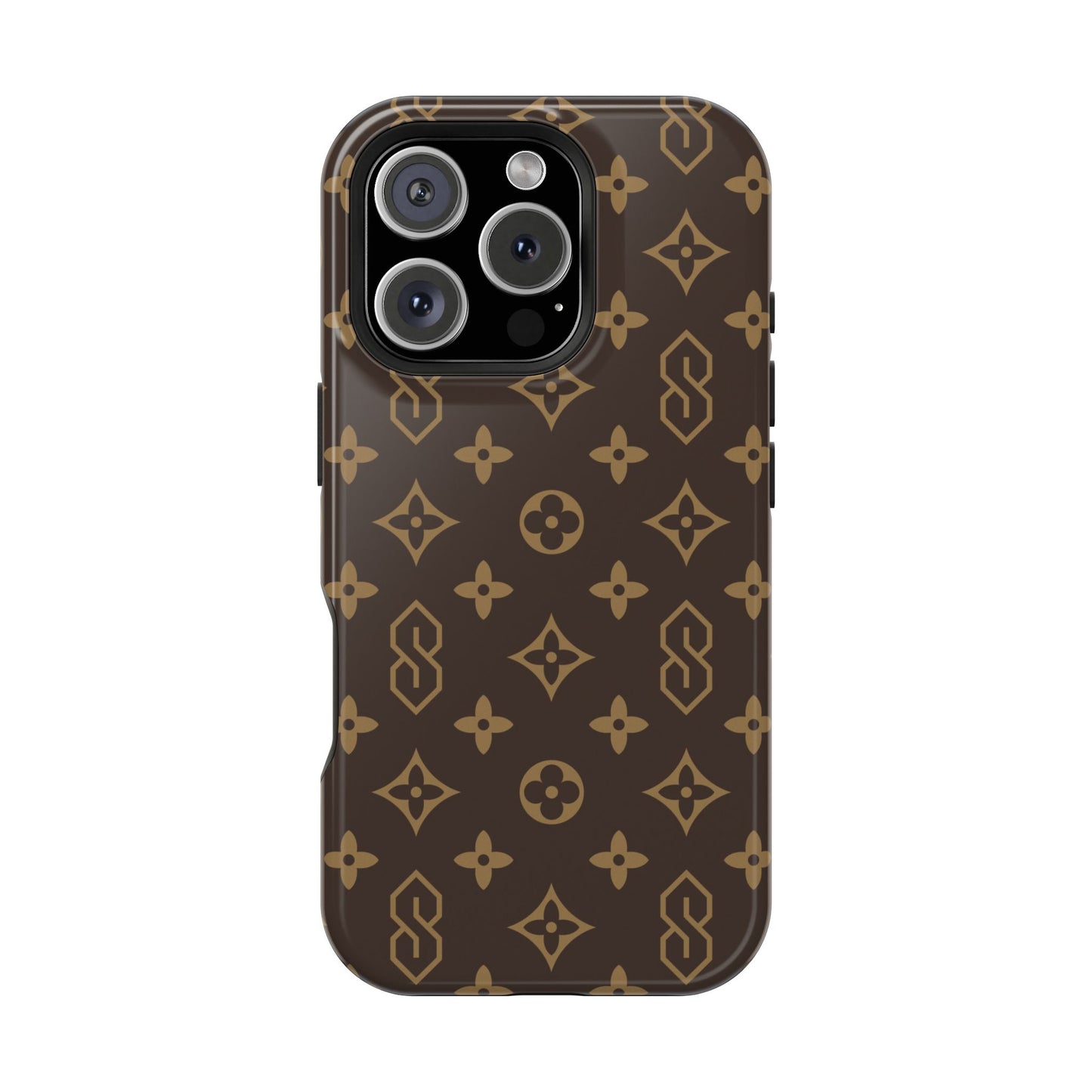 S Thing Faux Real Phone Case - Brown/Gold - Magnetic Impact-Resistant