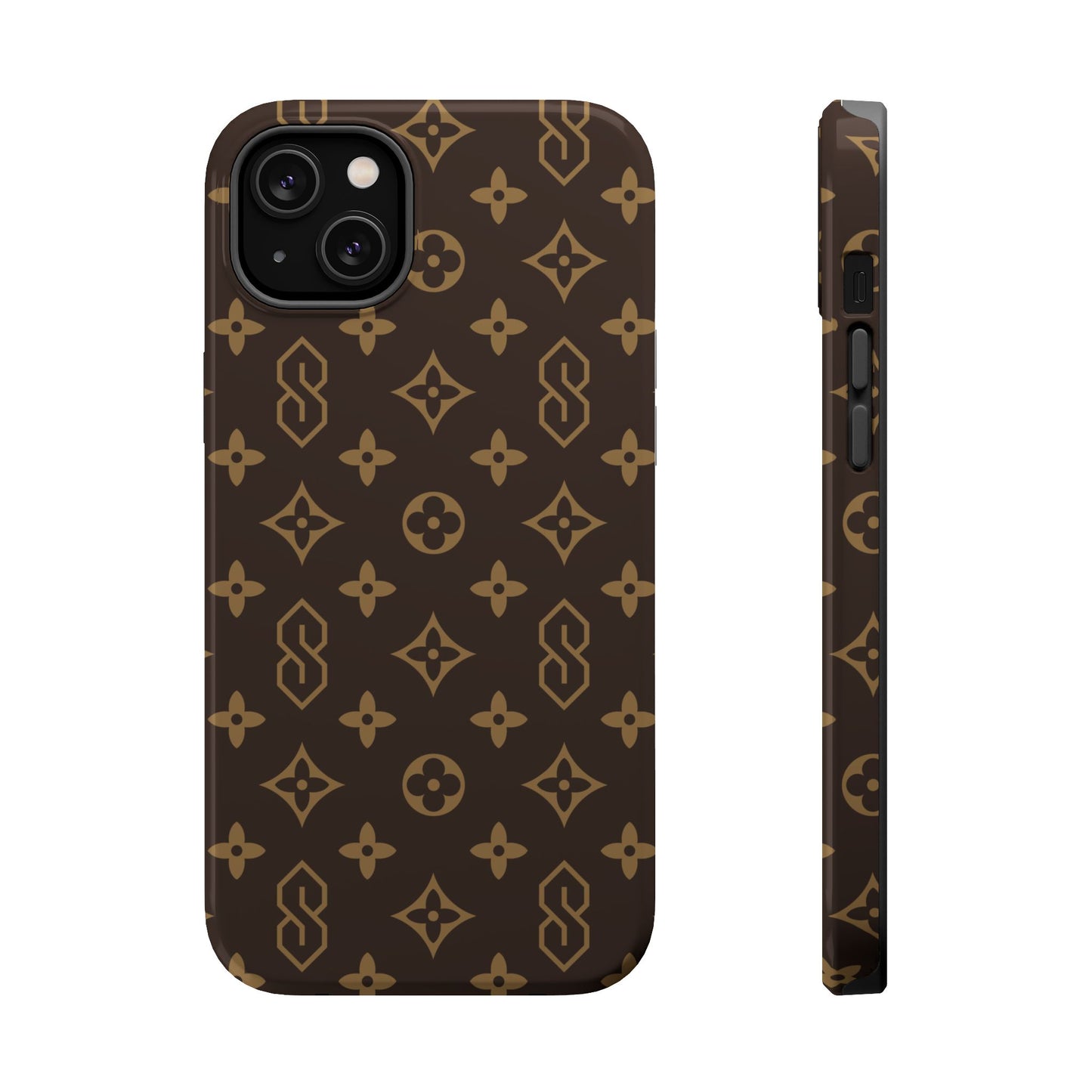 S Thing Faux Real Phone Case - Brown/Gold - Magnetic Impact-Resistant