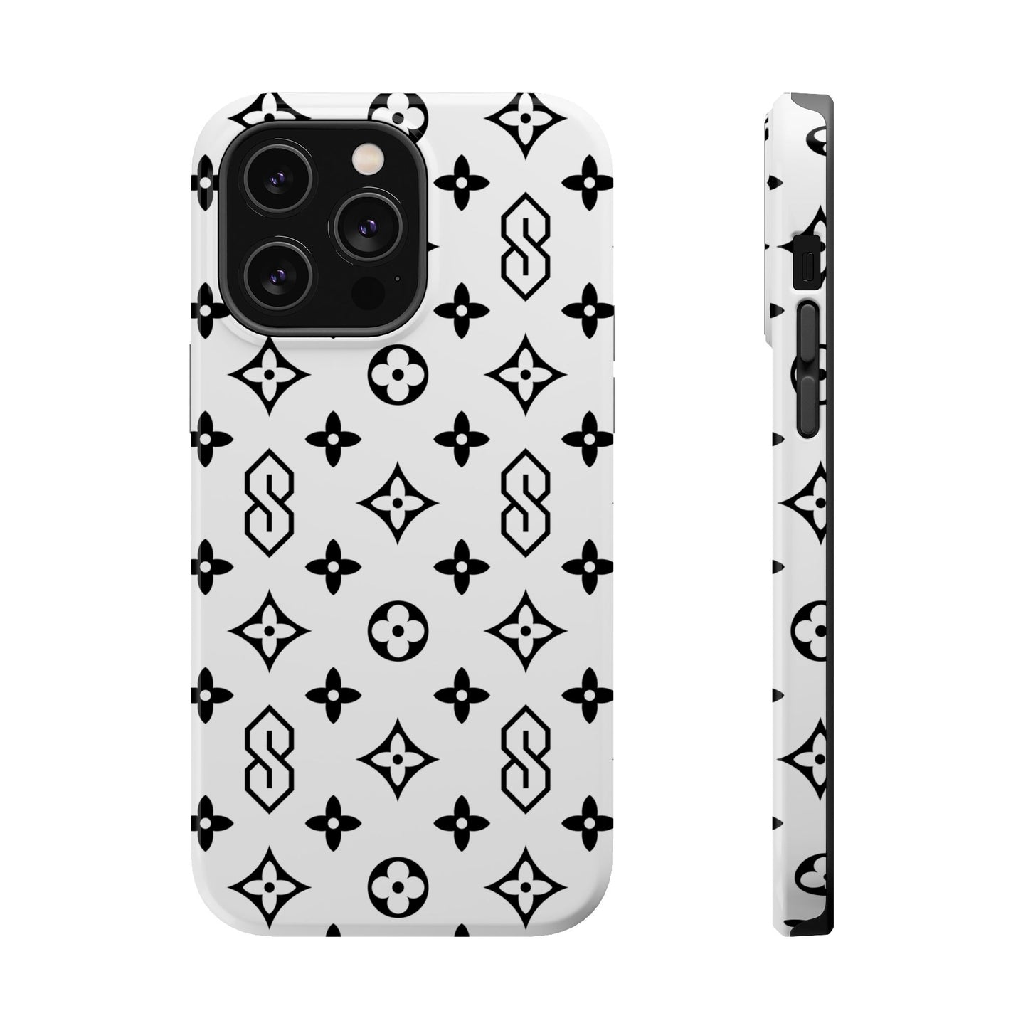S Thing Faux Real Phone Cases - White & Black - Magnetic Impact-Resistant
