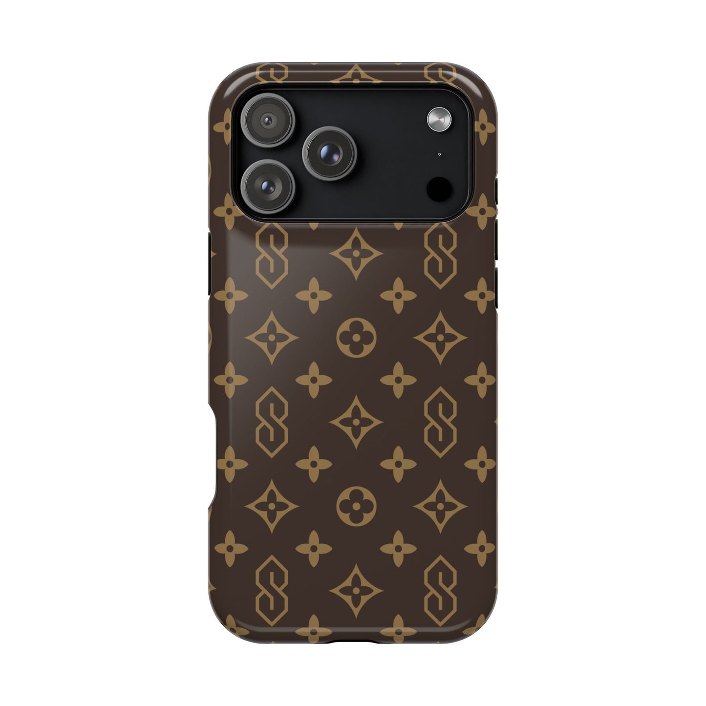 S Thing Faux Real Phone Case - Brown/Gold - Magnetic Impact-Resistant