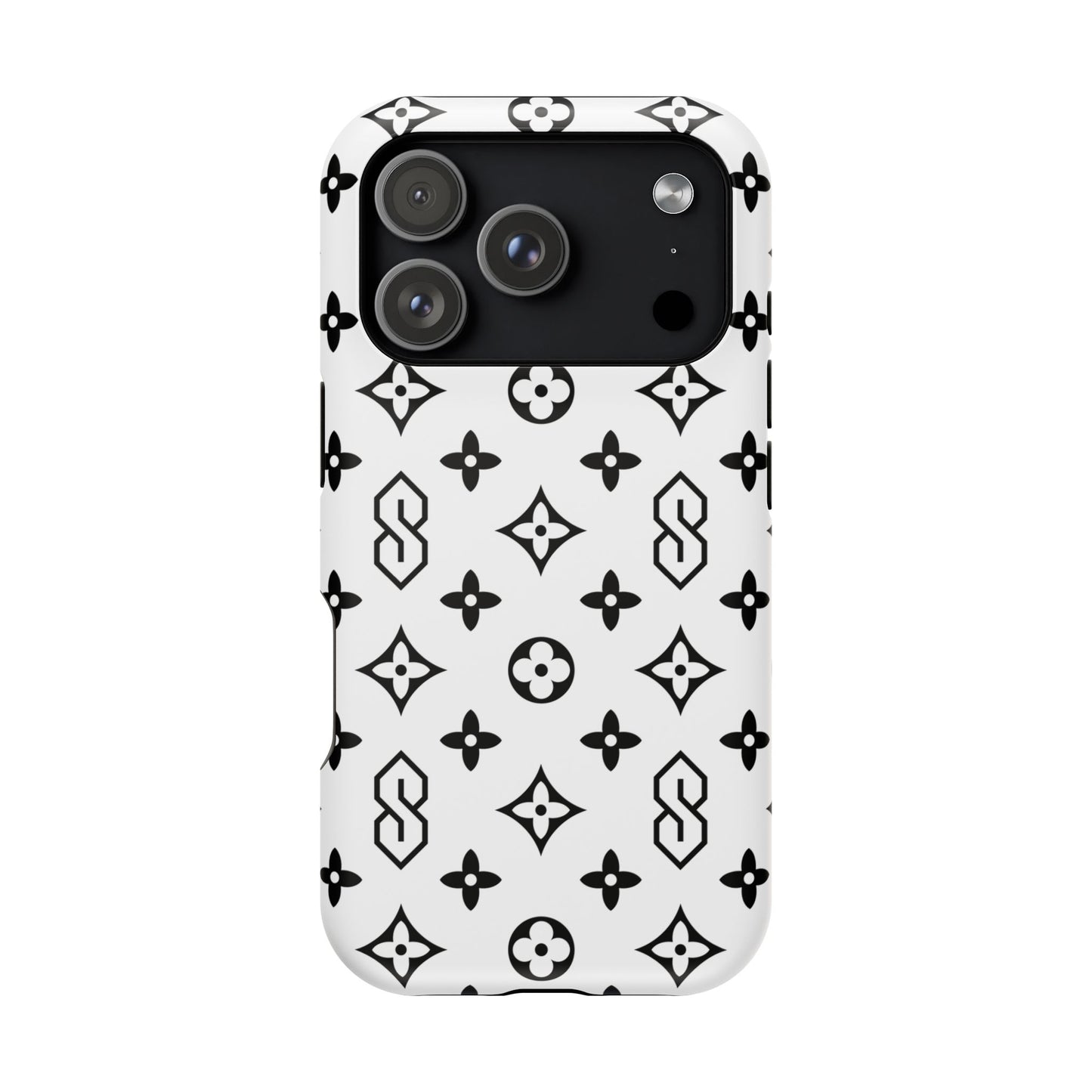 S Thing Faux Real Phone Cases - White & Black - Magnetic Impact-Resistant
