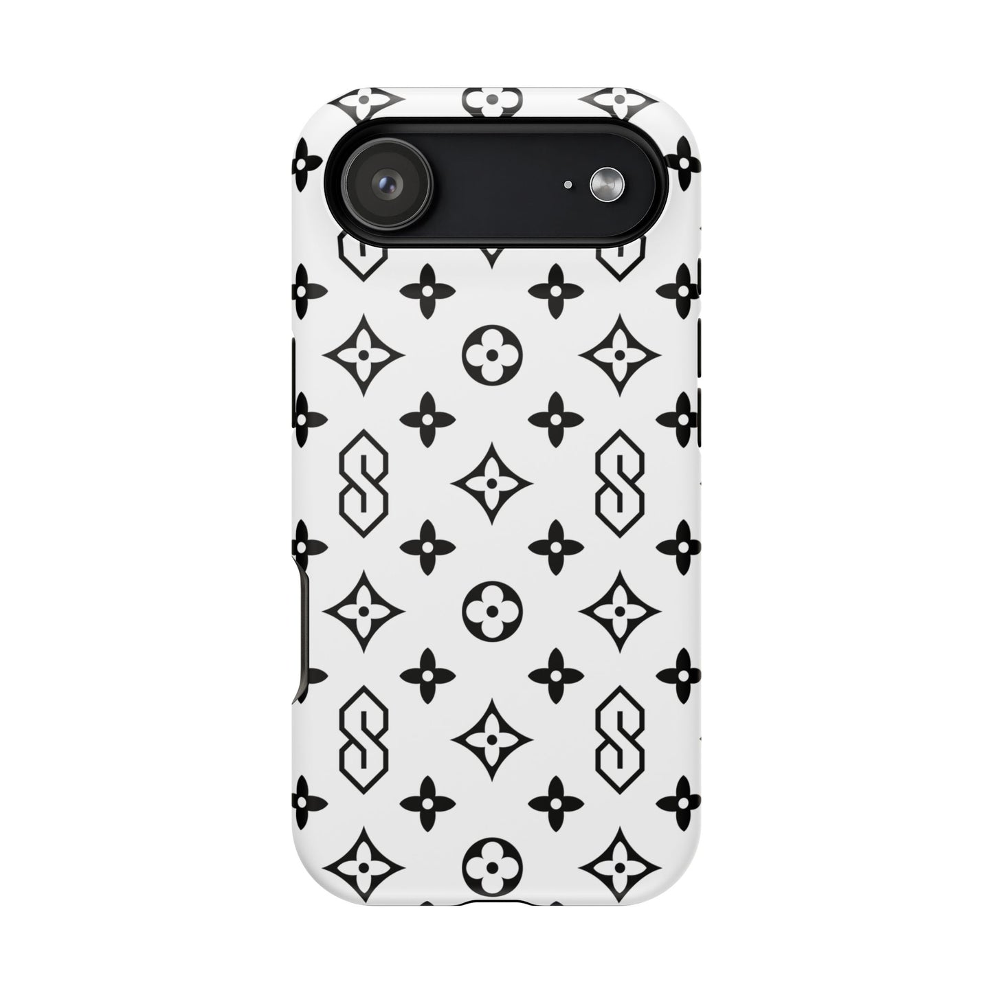 S Thing Faux Real Phone Cases - White & Black - Magnetic Impact-Resistant