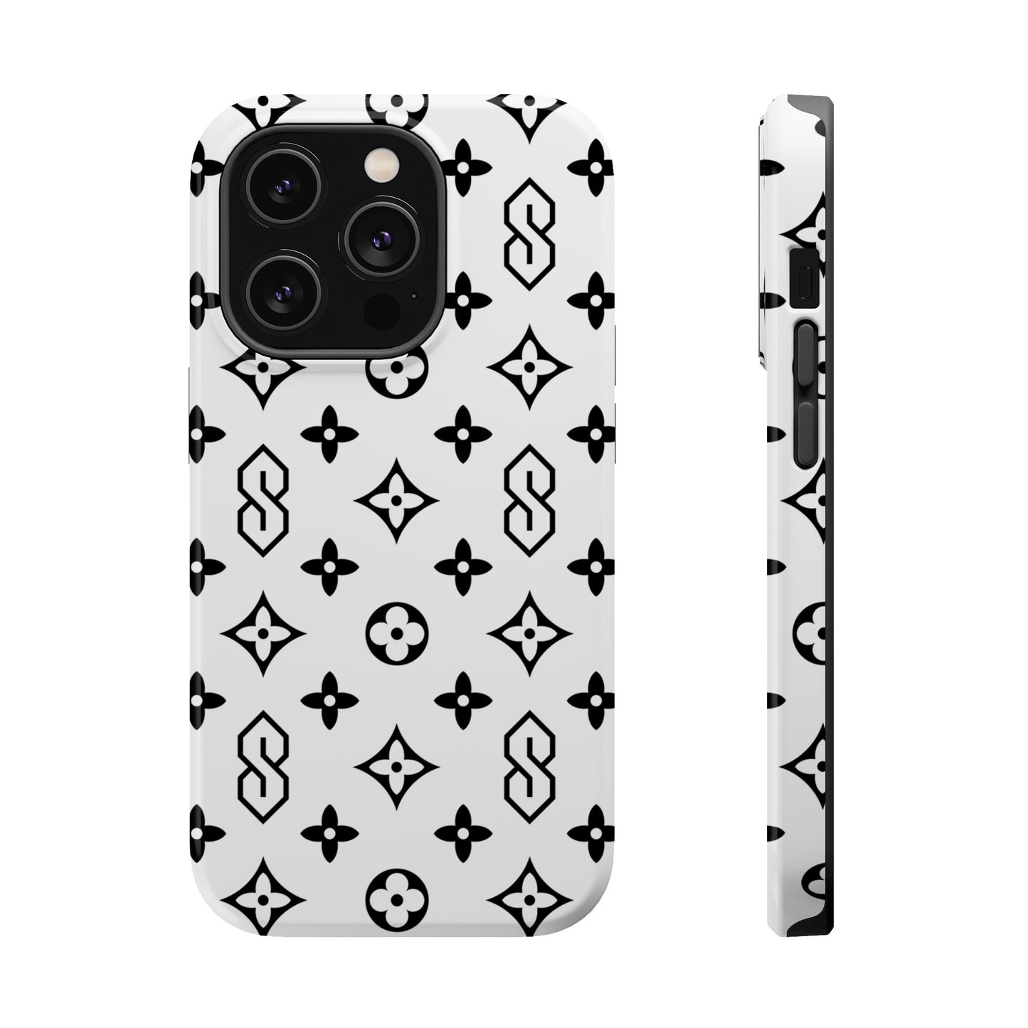 S Thing Faux Real Phone Cases - White & Black - Magnetic Impact-Resistant