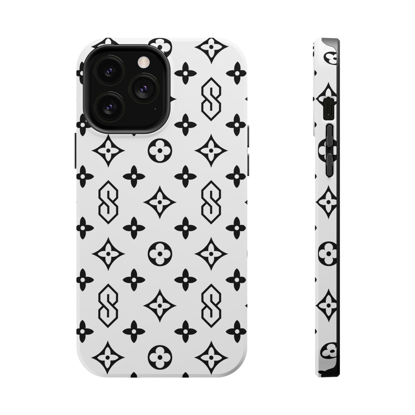 S Thing Faux Real Phone Cases - White & Black - Magnetic Impact-Resistant