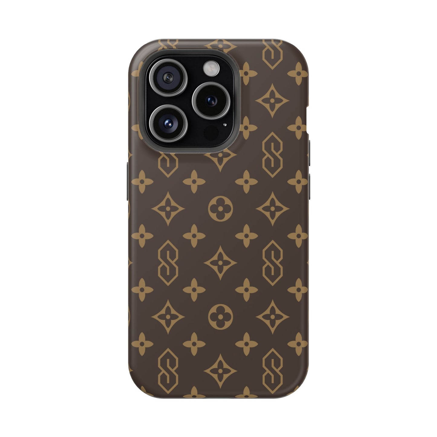 S Thing Faux Real Phone Case - Brown/Gold - Magnetic Impact-Resistant
