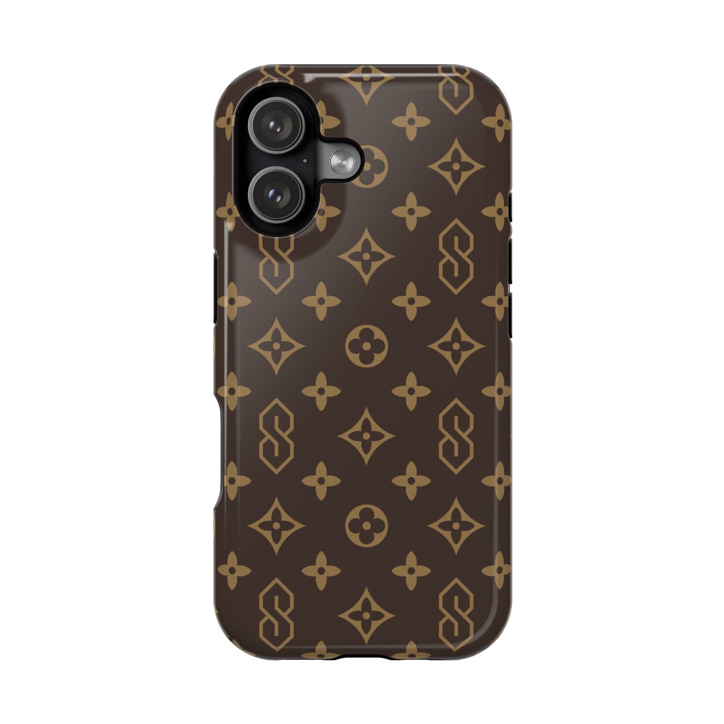 S Thing Faux Real Phone Case - Brown/Gold - Magnetic Impact-Resistant