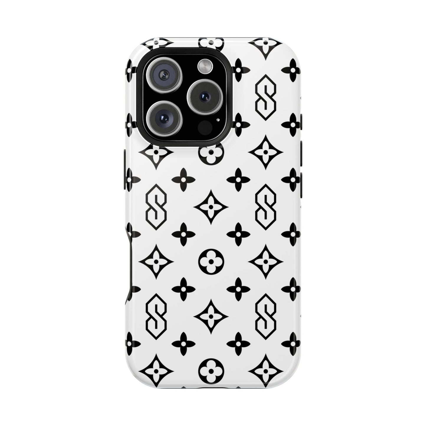 S Thing Faux Real Phone Cases - White & Black - Magnetic Impact-Resistant