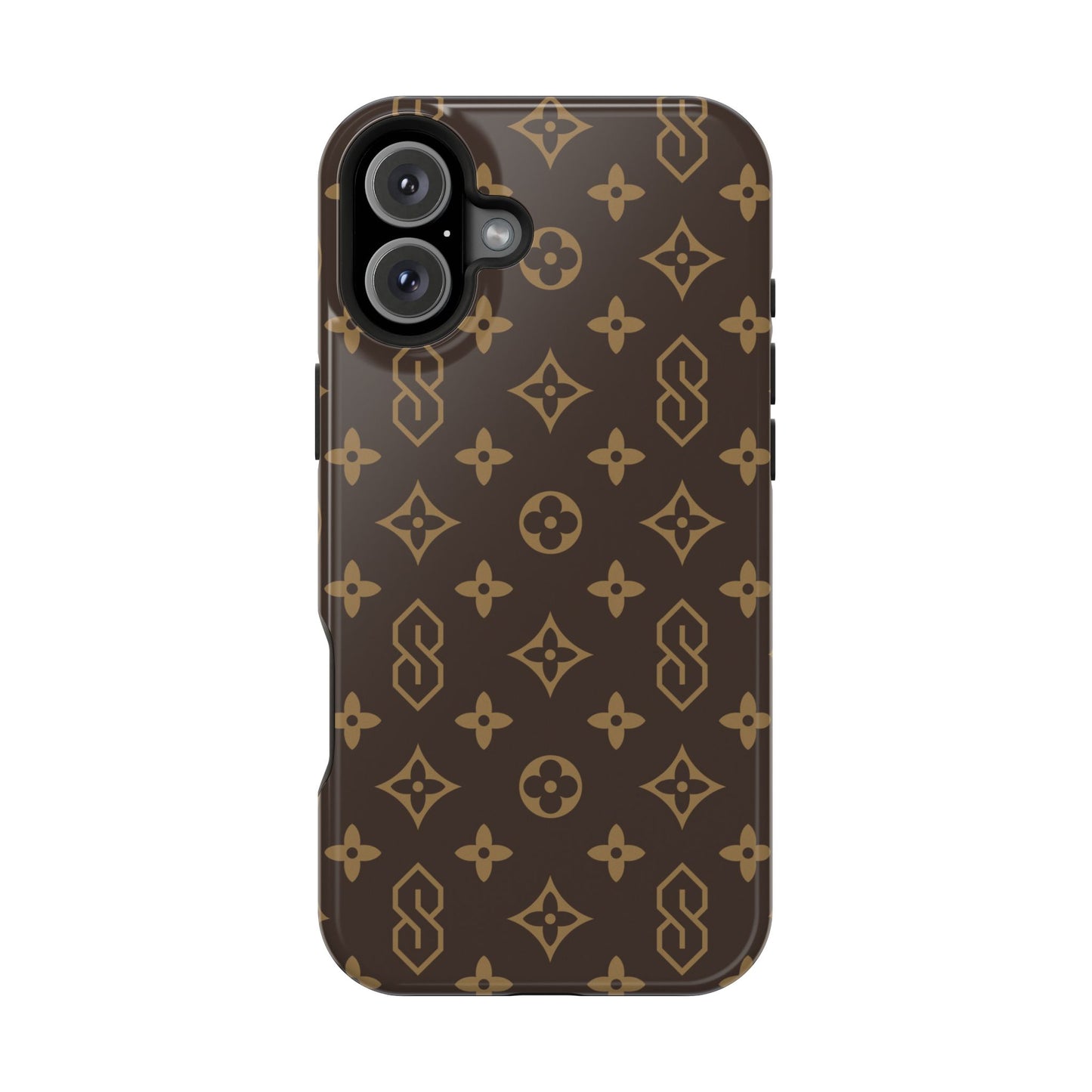 S Thing Faux Real Phone Case - Brown/Gold - Magnetic Impact-Resistant